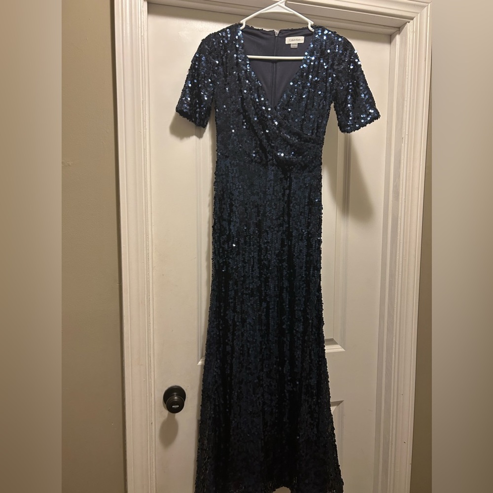 Navy sequin dress